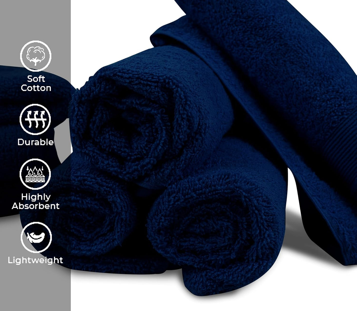 Premium Hand Towels Pack of 6 (16" x 30”) 100% Combed Ring Spun Cotton | Highly Absorbent Hand Towels Set | Ultra Soft for Home, Gym & Spa (Navy Blue)