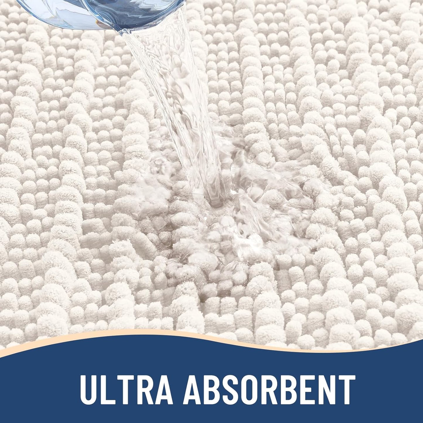 Arotive Luxury Chenille Bathroom Rug Mat, Extra Soft Thick Absorbent Shaggy Bath Rugs, Non-Slip Machine Wash Dry, Plush Bath Mats for Bathroom, Shower and Tub, 40x24, Ivory