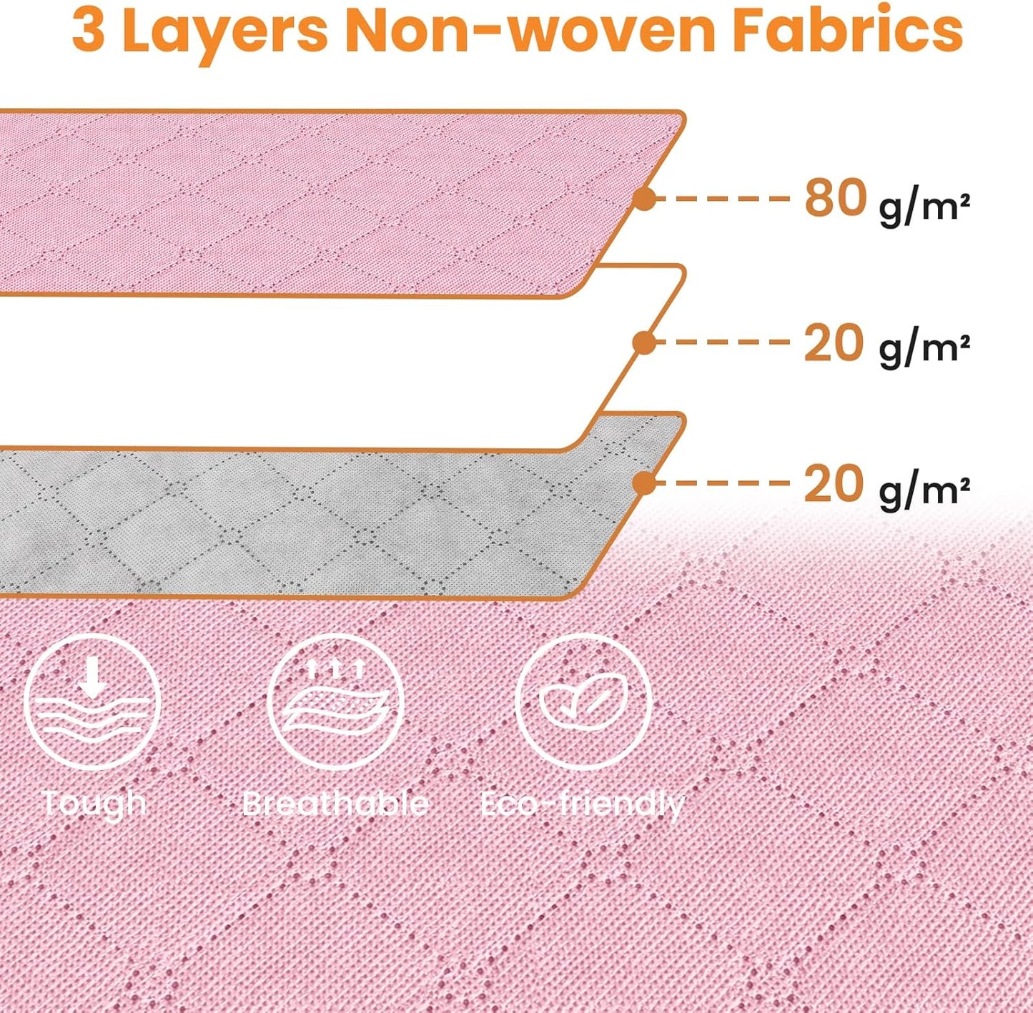 Fab totes 24 Gallons Clothes Storage, Foldable Thick Fabric Blanket Storage Bags, Containers for Organizing Bedroom, Closet, Clothing, Comforter, Organization with Handle (3 Pack,Pink)