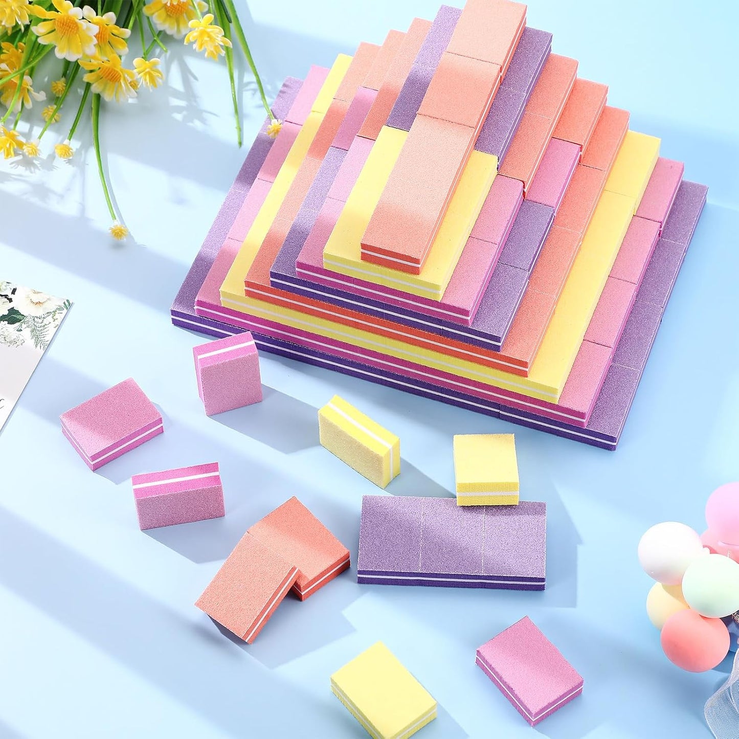 200 Pcs Mini Nail Buffer Blocks Bulk Sponge Double Sided Buffing Sanding Block Manicure Tools Bulk Nail File for Acrylic Nails and Natural Nails (100/180,80/100,180/240,60/100,Multicolor)