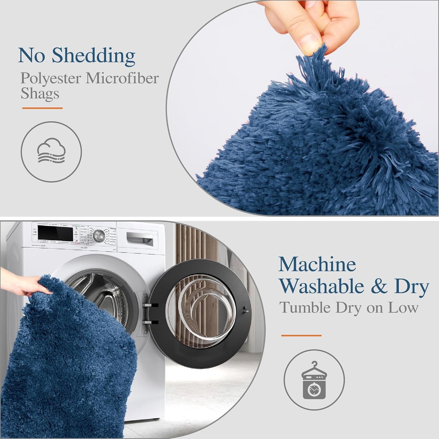 Walensee Large Bathroom Rug (24 x 72, Navy) Extra Soft and Absorbent Shaggy Bath Mat Machine Washable Microfiber Non Slip Luxury Floor Mat