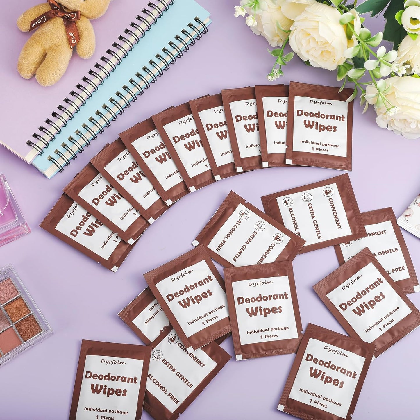 200 Pcs Underarm Deodorant Wipes, Individually Wrapped Antiperspirant, Sweat Body Wipes for Women Men Adults Sports Travel Essentials (Brown, 1 Count (Pack of 1))