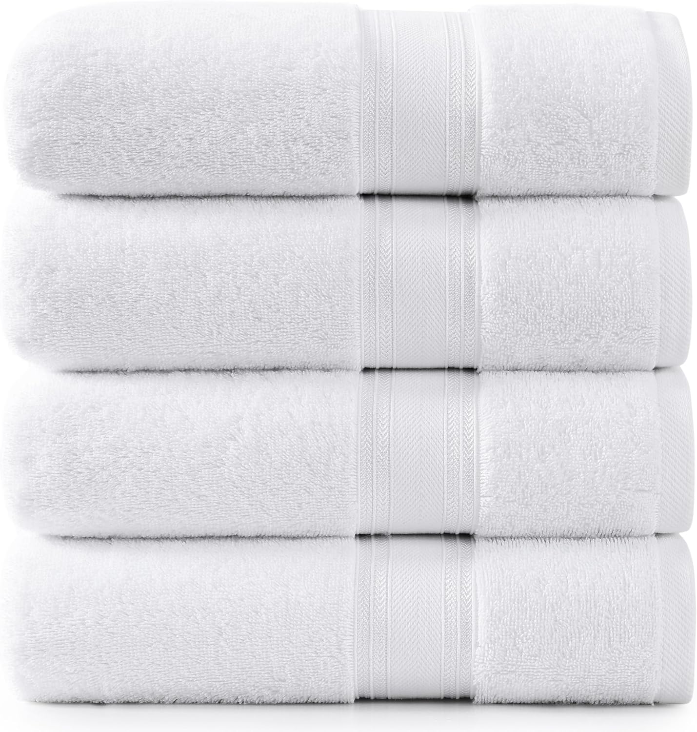 LANE LINEN 100% Cotton 4 Pack Bath Towels (30"x60") - Zero Twist, Cotton - Large Towels for Bathroom - Quick Drying, Highly Soft & Absorbent Shower Towel Set - Hotel & Spa Quality - White Towel Set