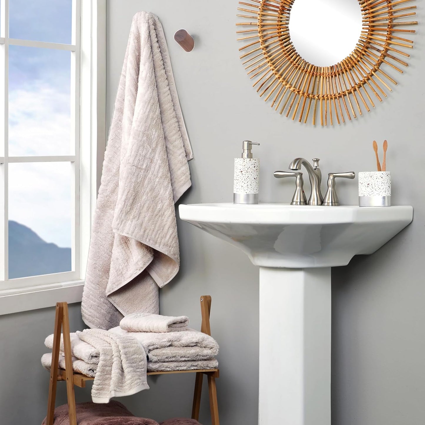 SKL Home CloudSoft Cotton Luxury Bath Towel, Oatmeal