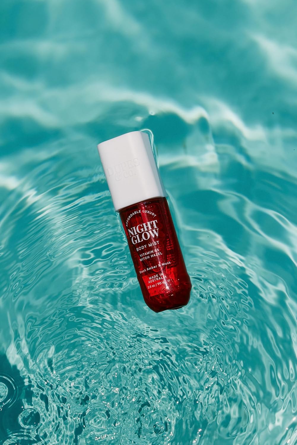 DUPES & CO. Night Glow Hydrating Body Mist for Women – Black Amber & Plum Fragrance with Vitamin B5 & Witch Hazel – Warm, Sensual Scent in a 3 Fl Oz Bottle