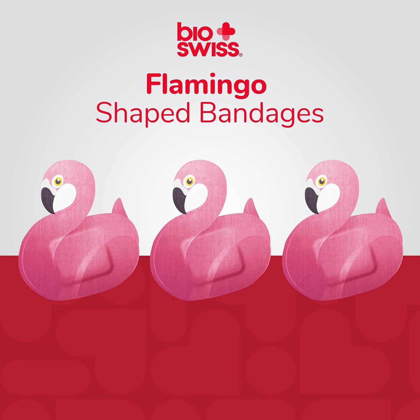 BioSwiss Kids Bandages, Flamingo Shaped Self Adhesive Bandage Set, Latex Free, Sterile Wound Care, 50 Count