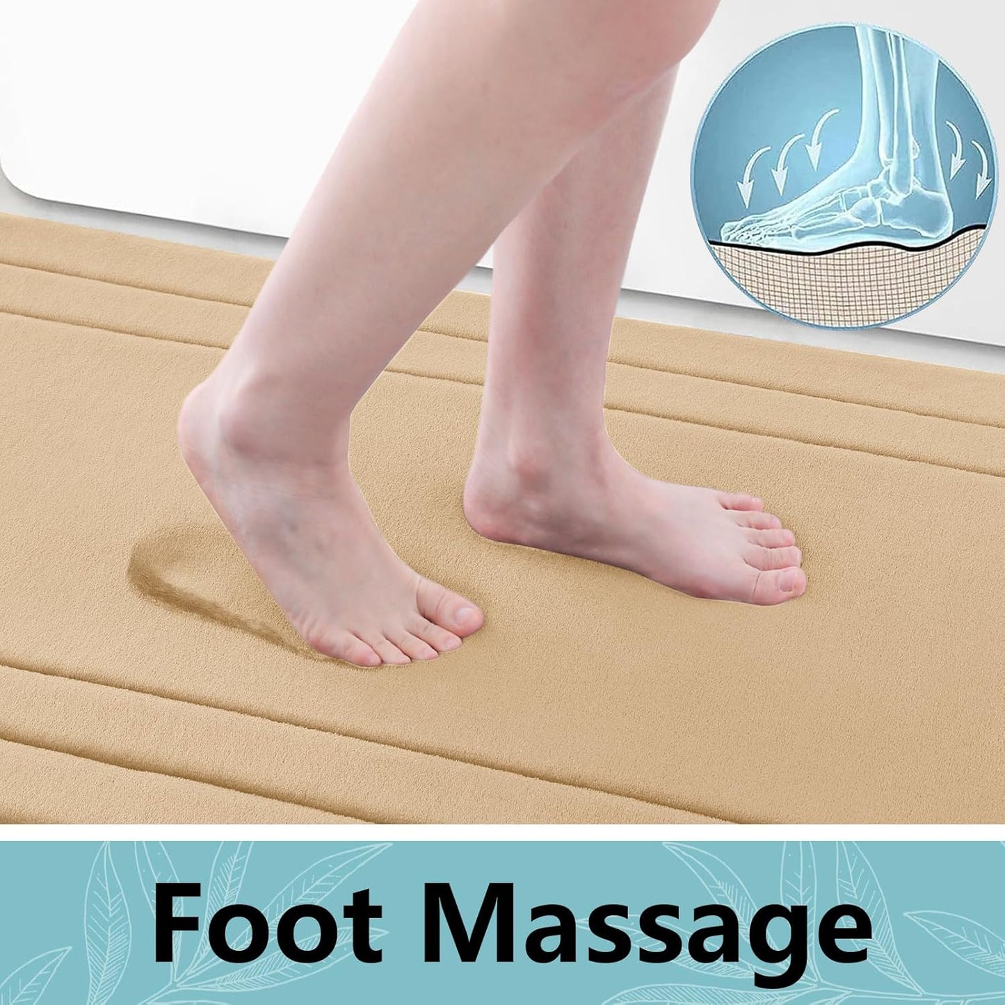 Arotive Memory Foam Bathroom Rug Mat 30x20, Ultra Soft and Absorbent Bath Mat, Machine Wash Dry, Comfortable Bath Rug Carpet for Bathroom Floor, Tub and Shower, Beige