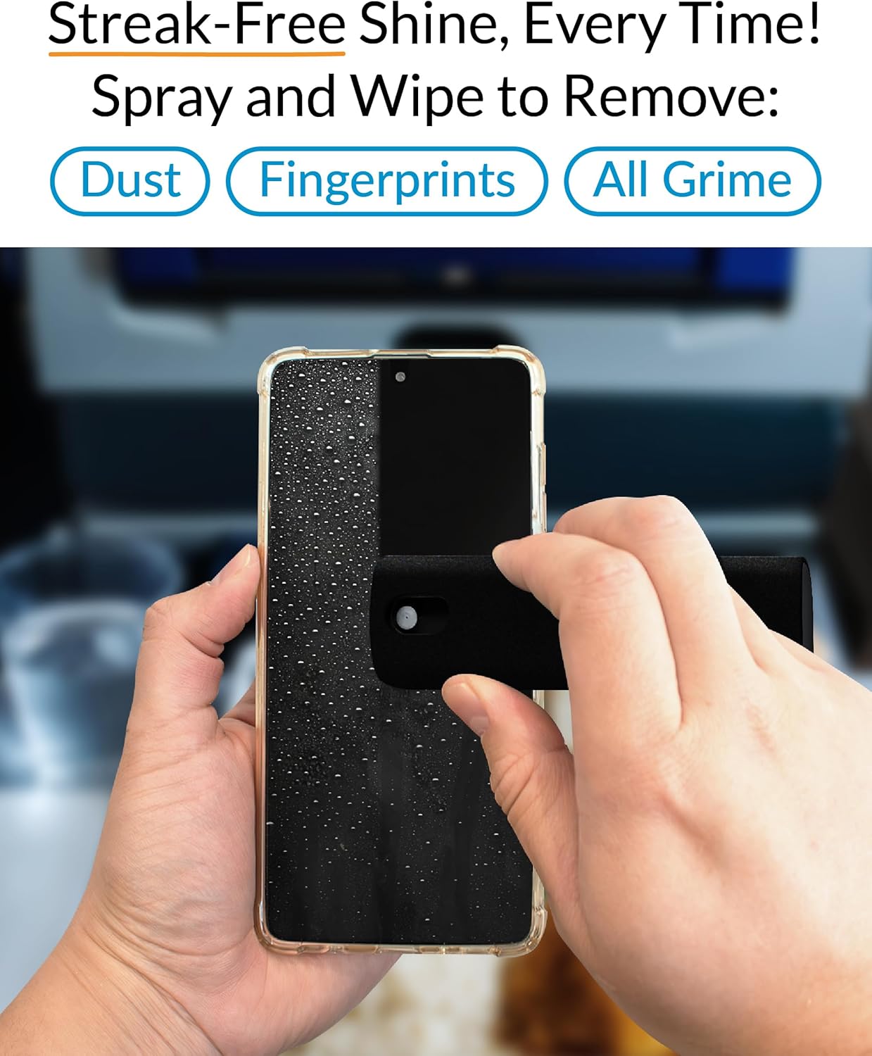 iCloth 2-in-1 Screen Cleaner Spray & Microfiber Cloth for Laptops, Tablets, Phones, Car Screens & Touchscreens, Streak-Free & Anti-Smudge, Large 0.68 fl oz (20ml) Bottle for Extended Use