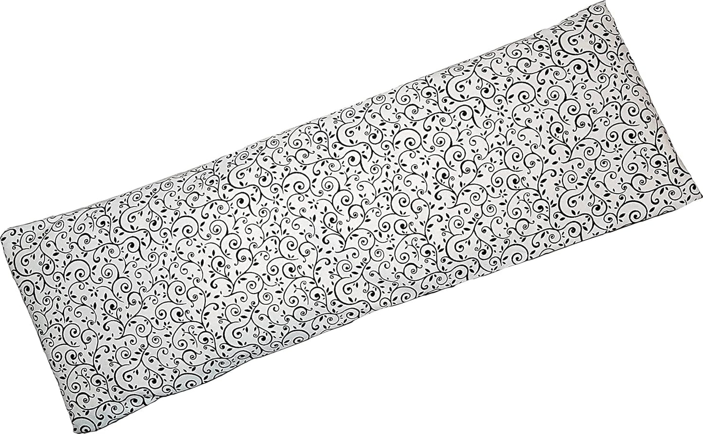 Microwavable Corn Filled Heating Pad and Cold Pack/Washable 100% Cotton Cover (Vines - Black and White, 5.25in W x 17.25in L)