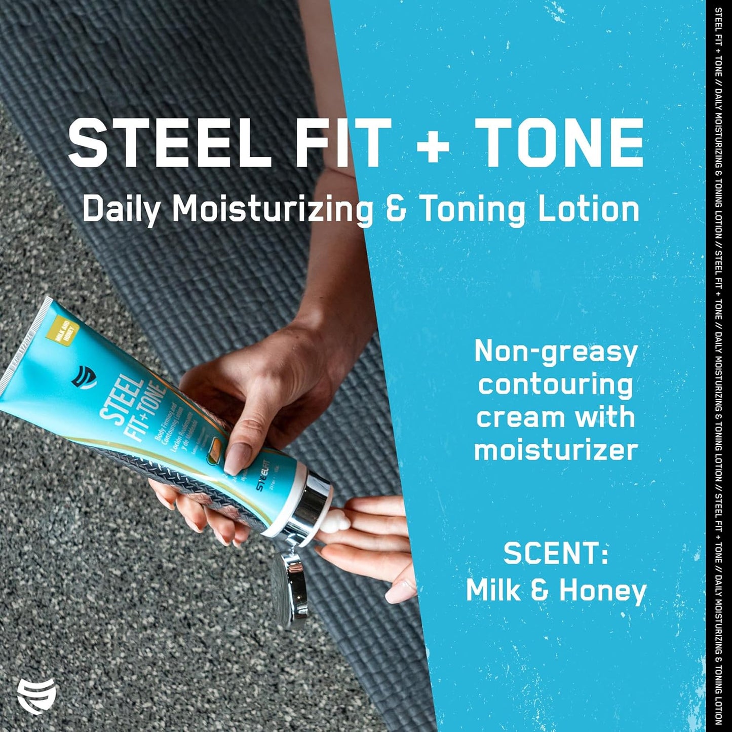 SteelFit Firming Body Lotion - Contouring & Skin Tightening Cream for Body - Firm & Tone Cellulite Remover for Legs Belly & Saggy Skin - Nourishing & Soothing with Shea & Cocoa Butter - Milk & Honey