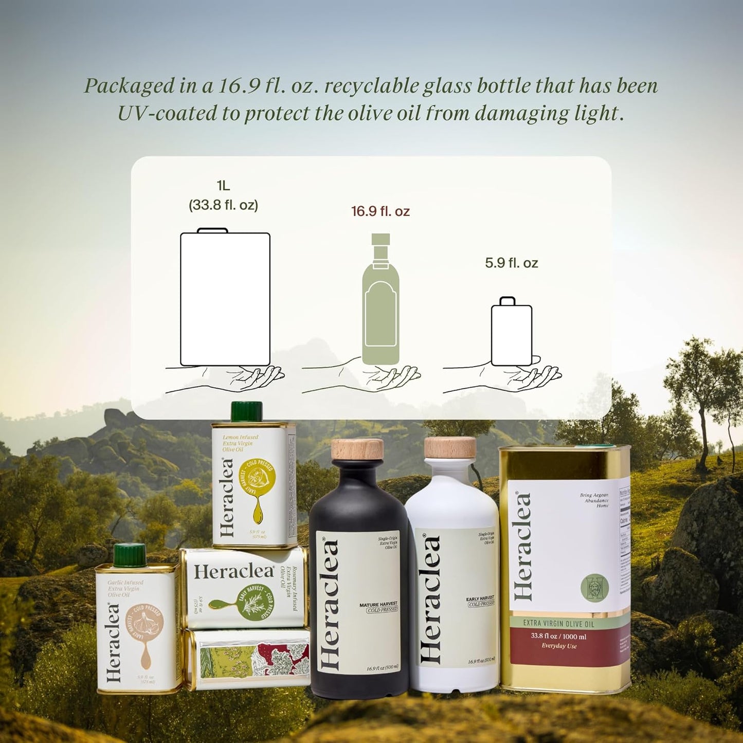 Heraclea - The Pairing - Organic Extra Virgin Olive Oil - Cold Pressed - Organic Olive Oil - Cold Pressed EVOO - Polyphenol Rich EVOO - 16.9 oz Bottles