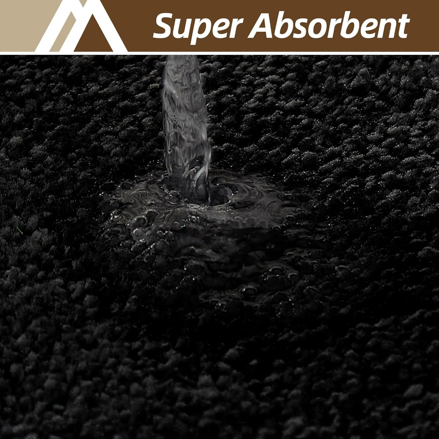 COSY HOMEER Bathroom Rugs Mat 24”x48” Absorbent Non-Slip Bath Mat Plush Shaggy Machine Washable Bath Rugs Soft Polyester Bath Mats for Bathroom Floor,Tub and Shower,Black