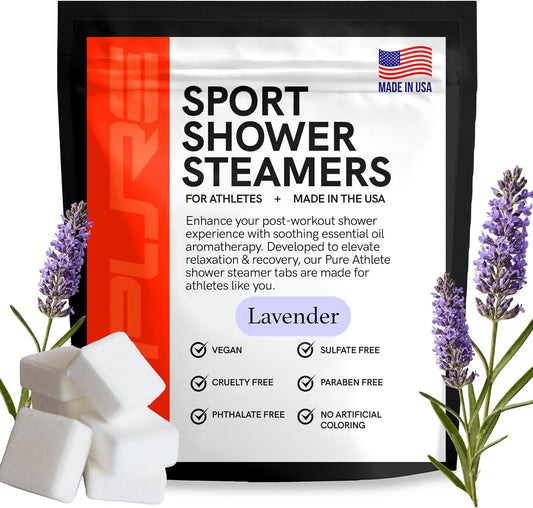 Sport Shower Steamers - Made in USA with Natural Lavender Essential Oil, Aromatherapy, Stress and Sinus Relief, Muscle Recovery for Athletes, Best Unique Birthday Gifts for Self Care Relaxation