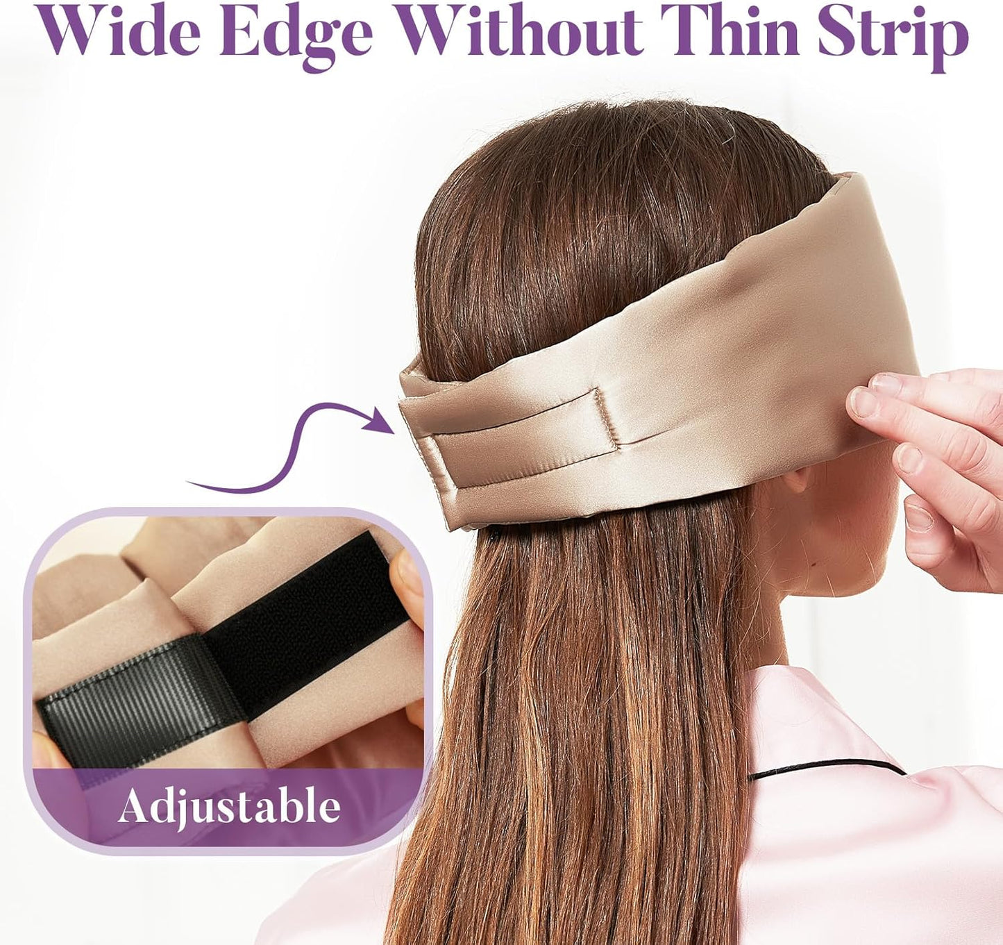 Satin Sleep Mask - Updated Design Light Blocking Eye Mask for Men and Women, Soft and Comfortable Night Sleeping Mask, Eye Cover for Travel/Sleeping (Camel)