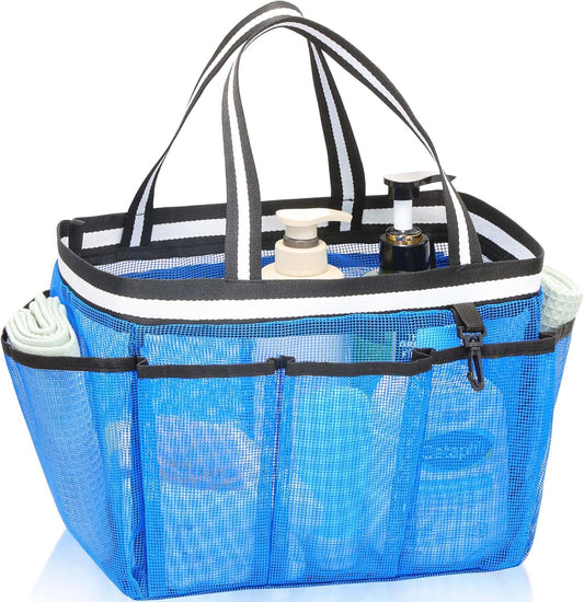 Mesh Shower Caddy Portable Shower Bag for College Dorm Camping Travel Gym(Blue)