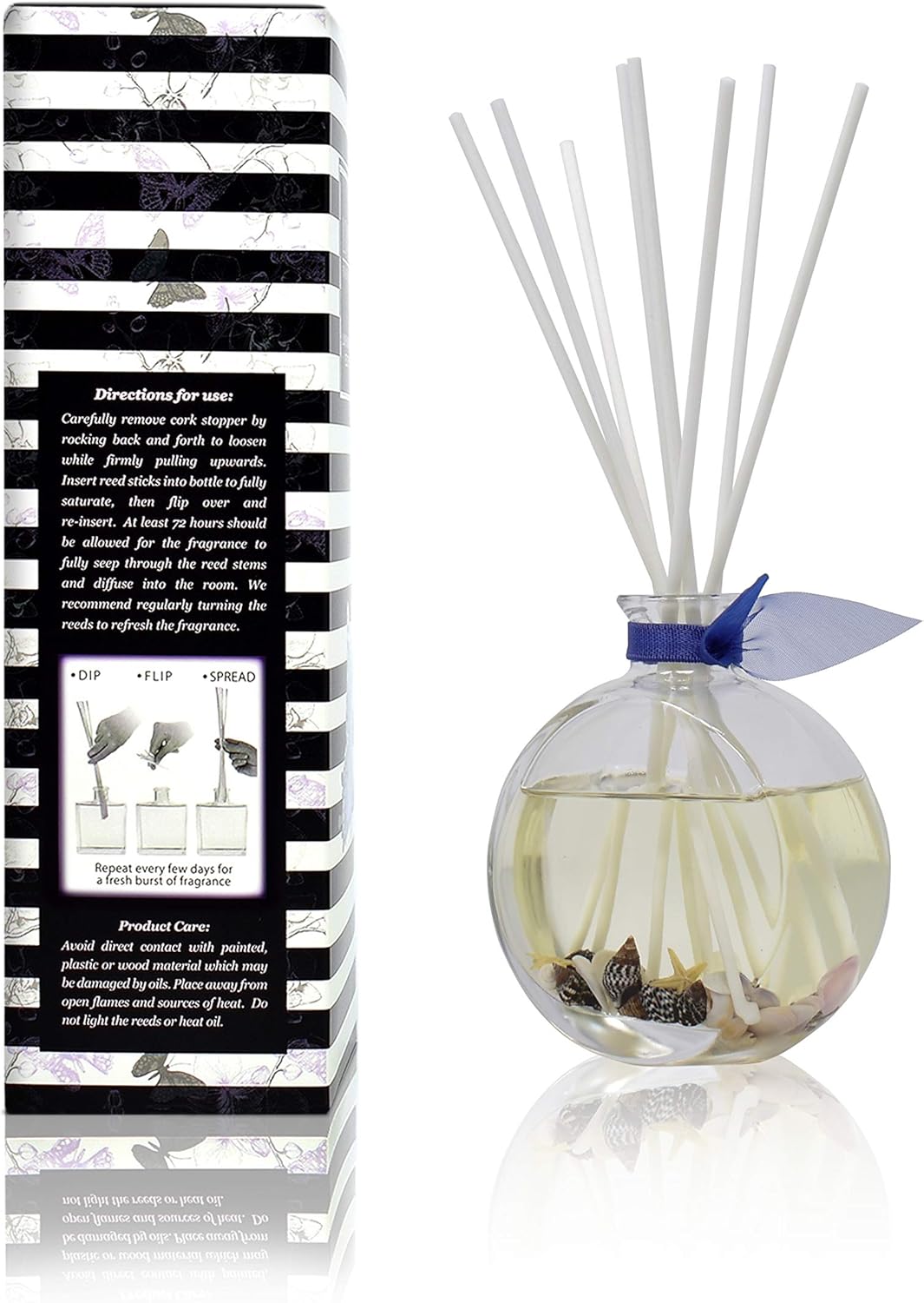 LOVSPA Reed Diffuser Set, Beach House Scented Oil Diffuser with Sticks, Home Fragrance Accessories for Bathroom Shelf Decor, Aroma Diffusers for Home or Office Desk, USA Made