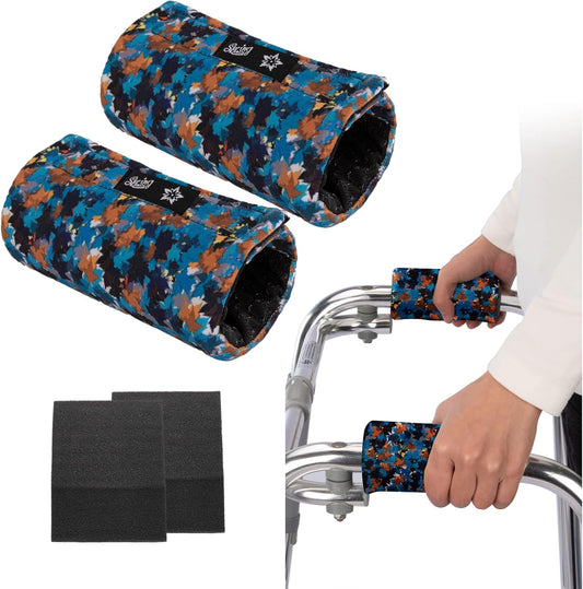 Spring Seaon Universal Walker Handle Padded -Hand Grip (2 Pack) Covers Non-Slip Cushion Padding for Folding Rolling Walker,Rollator Handle-Crutch Handle Pad Grips- Mobility Aid