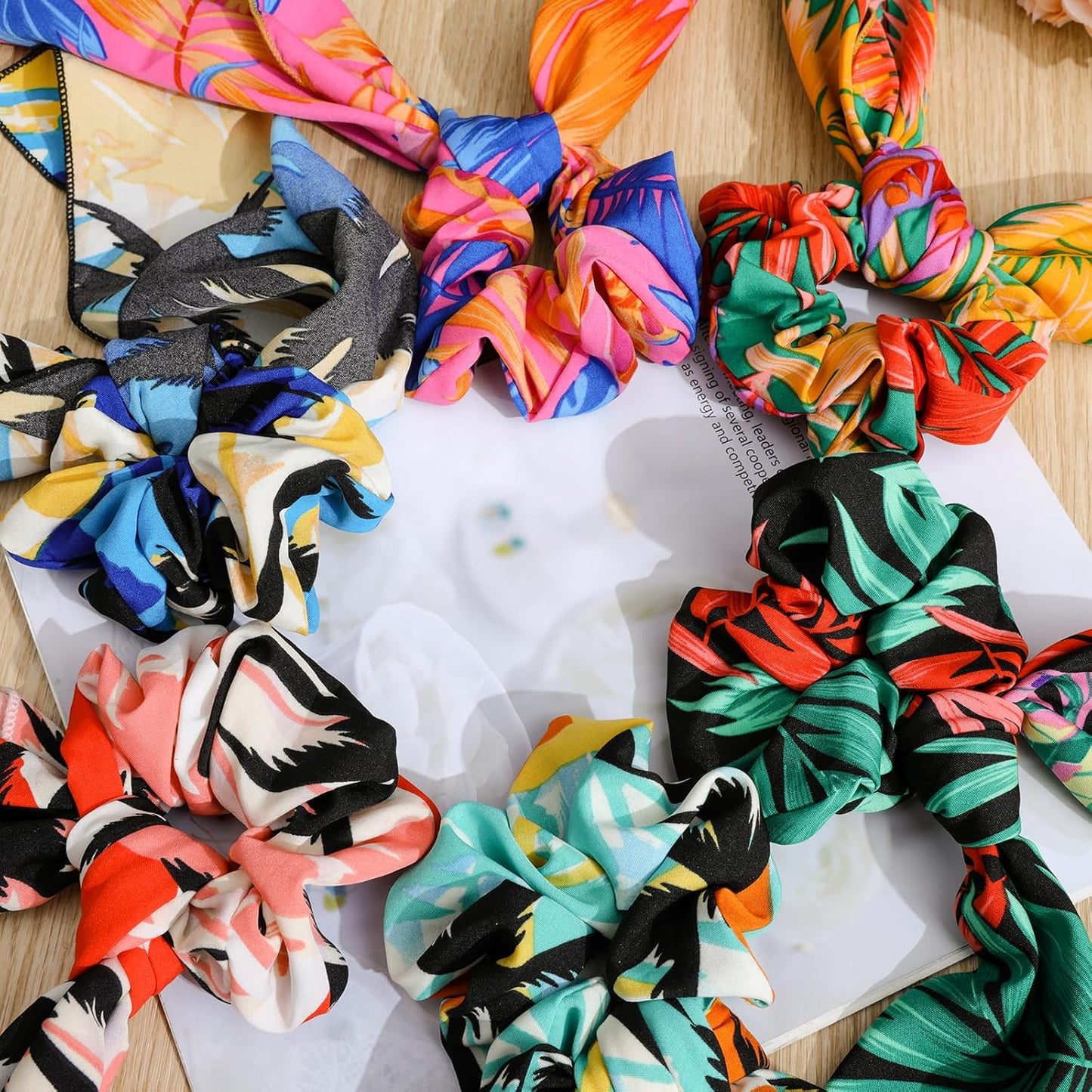 Chiffon Bow Scrunchie, Long Bandana Hair Ties, Fashion Ribbons & Ponytail Holders for Women with 6PCS
