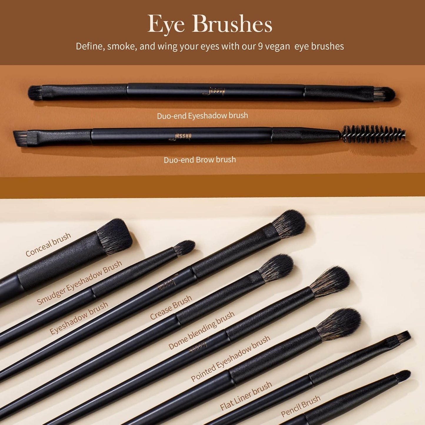 Makeup Brushes Set Jessup Make up Brushes 14Pcs Black Kabuki Foundation Eyeshadow Contour Concealer Powder Eyeliner Crease Eyebrow Blending Brush, T336
