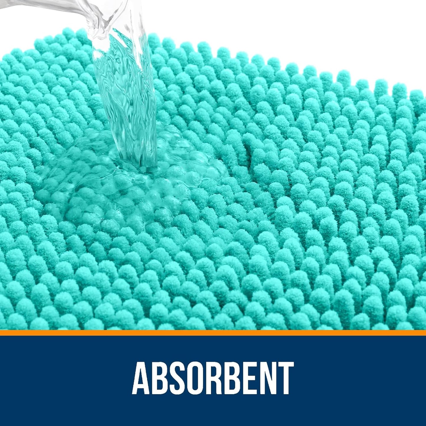 OLANLY Bathroom Rugs 30x20, Extra Soft Absorbent Chenille Bath Rugs, Rubber Backing Quick Dry, Machine Washable Bath Mats for Bathroom Floor, Tub and Shower, Home Decor Accessories, Teal