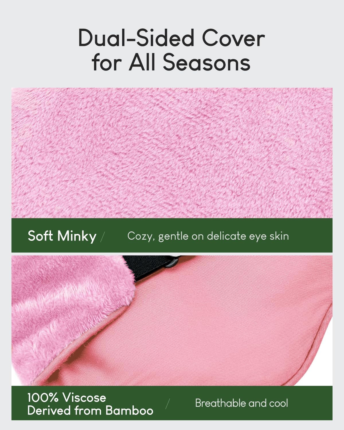 Sivio Weighted Eye Mask for Women & Men, Heatable and Freezable Weighted Eye Pillow with Silica Beads & Adjustable Strap, Soft Breathable Cotton Eye Cover for Sleeping Faster and Better, Pink