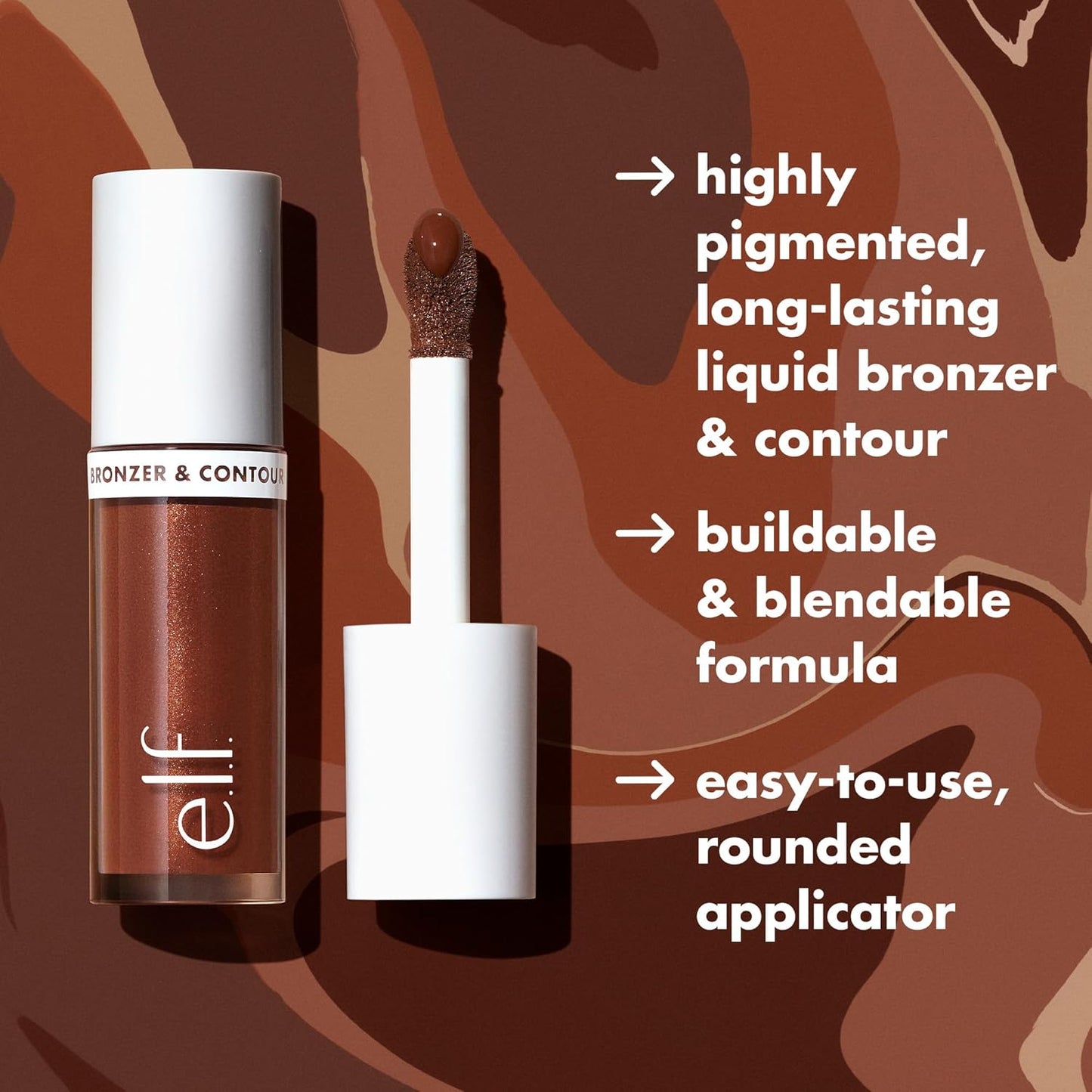 e.l.f. Camo Liquid Bronzer & Contour, Silky Highly Pigmented Formula, Creates a Long-Lasting Bronzed Glow & Natural Look, Vegan & Cruelty-Free, 5 Medium