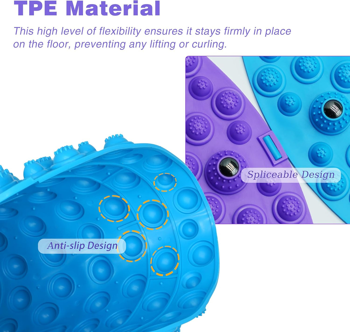 Multi-Purpose Foot Massage Mat with Reflexology Nodes & Magnetic Therapy, Relieve Stress, Improve Circulation, and Enhance Relaxation (Purple)