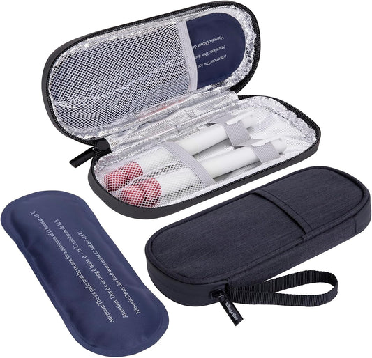 Insulin Cooler Travel Case with 2 x 90g TSA Approved Ice Packs – Insulated Diabetic Medication Bag for Insulin Pens & Supplies – Compact & Waterproof for Daily Use & Travel