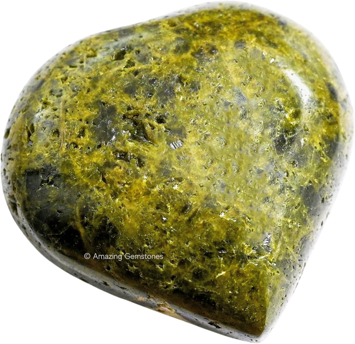 Amazing Gemstone Green Tourmaline in Matrix Crystal Heart Palm Stone - Pocket Massage Worry Stone for Natural Body Chakra Balancing, Reiki Healing and Crystal Grid