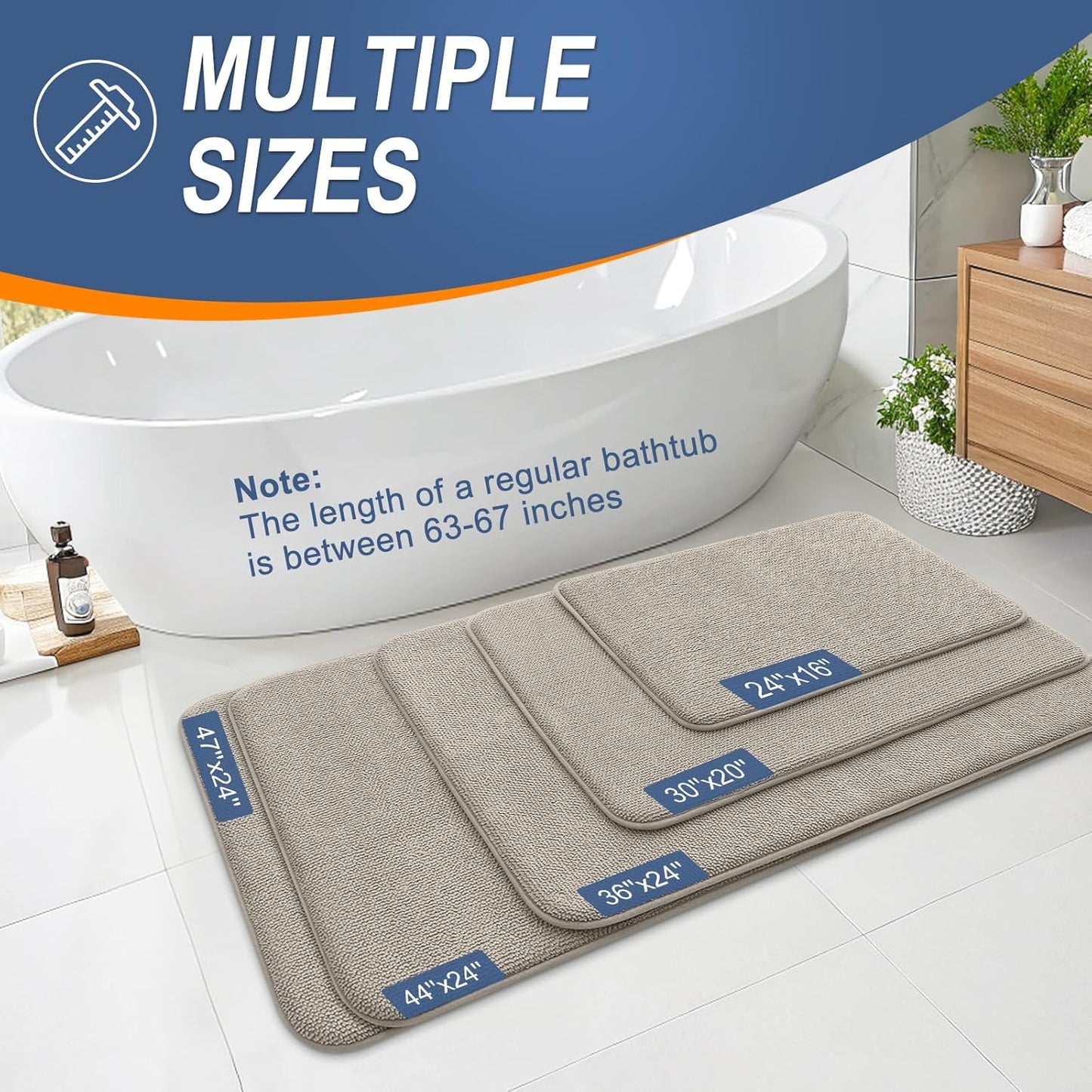 OLANLY Thick Memory Foam Bath Mat Rug 30x20, Extra Soft Absorbent Bathroom Rug, Quick Dry Bath Mats, Non-Slip, Machine Washable Carpet for Bathroom, Tub and Shower, Home Decor Accessories, Warm Taupe