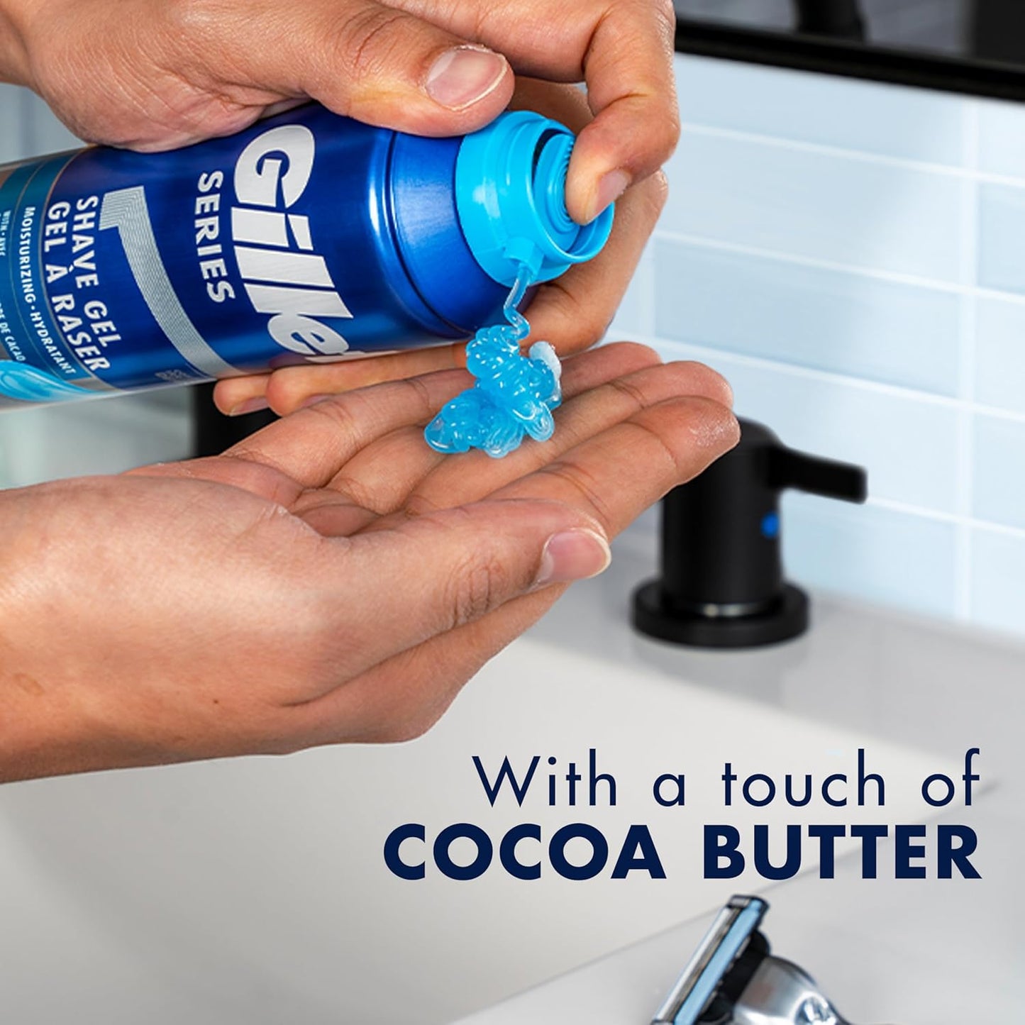 Gillette Series 3X Moisturizing Shave Gel, 6 Count, 7oz Each, Lubrication to Protect Against Irritation, Blue-White, 7 Ounce (Pack of 6)