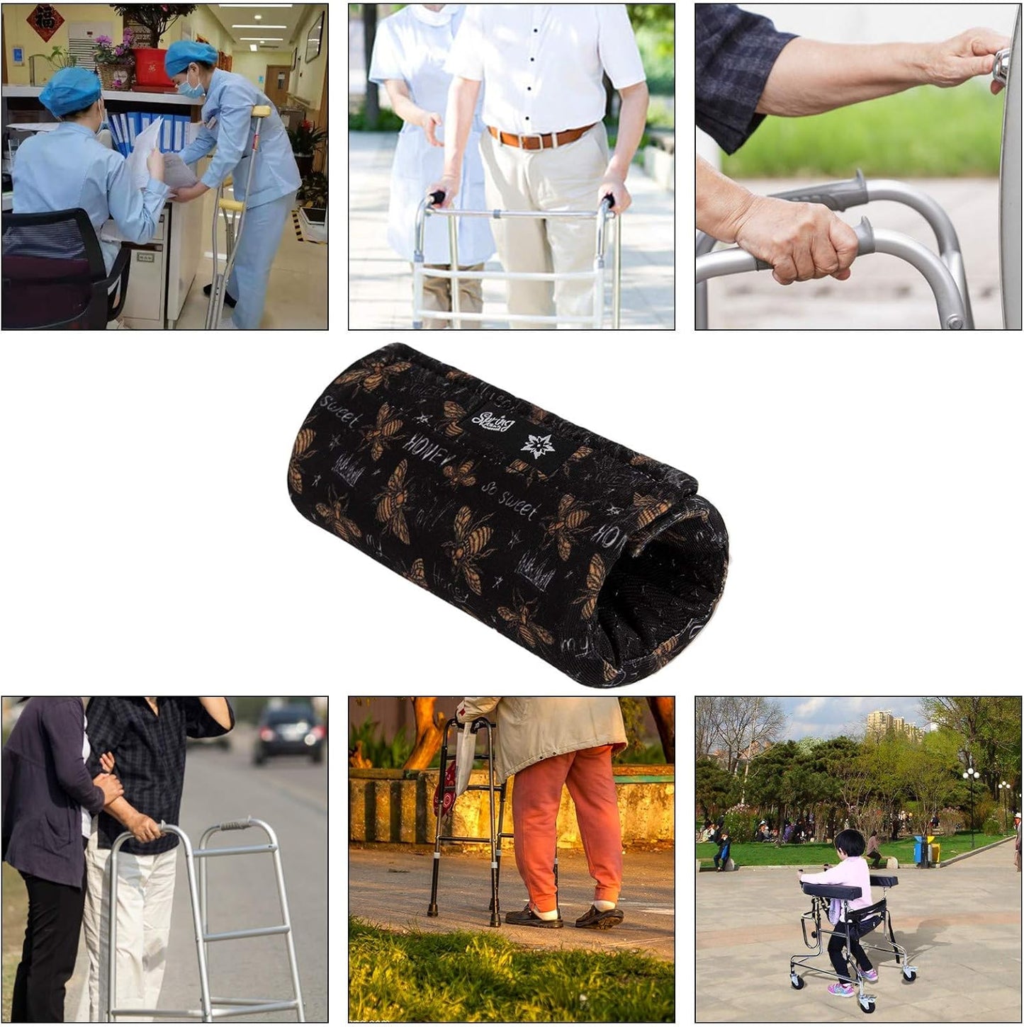 Spring Seaon Universal Walker Handle Padded -Hand Grip (2 Pack) Covers Non-Slip Cushion Padding for Folding Rolling Walker,Rollator Handle-Crutch Handle Pad Grips- Mobility Aid