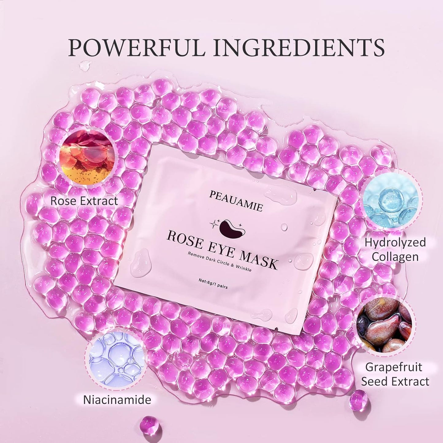 Under Eye Patchs Rose Eye Mask for Dark Circles and Puffiness Wrinkle Eye Bags 30 Pairs