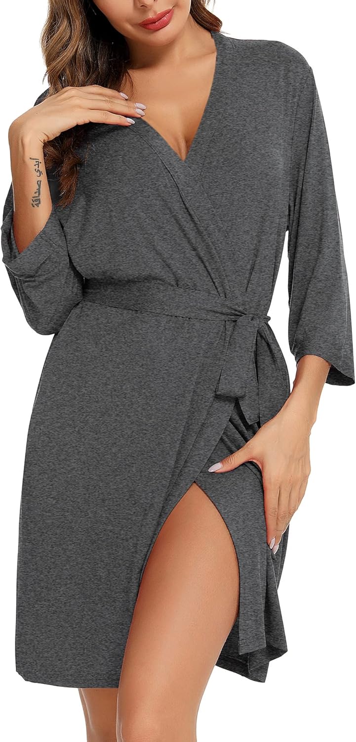 Samring Women's Lightweight Robe Soft Kimono Robes Short Bathrobe for Women Sleepwear