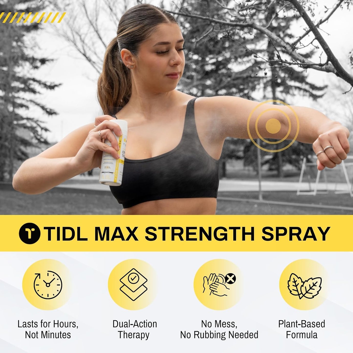 TIDL Cryotherapy Pain Relief Spray, 3 Oz, Max Strength for Fast-Acting Muscle, Joint & Neck Pain Relief, Plant-Based Menthol & Camphor Pain Reliever, Quick Drying Formula