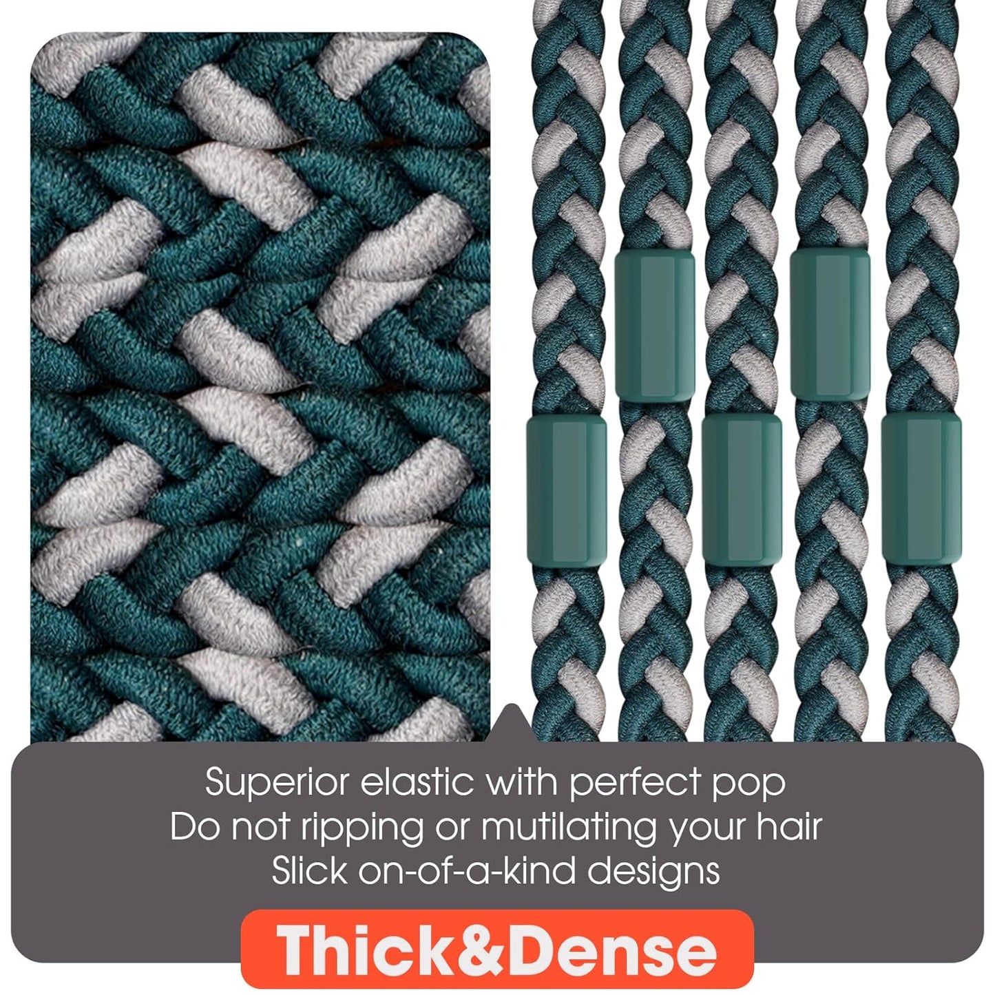 EasYoung 10pcs Braided Men's Hair Ties, Elastic Hair Coils for Buns, Curly Thick Hair