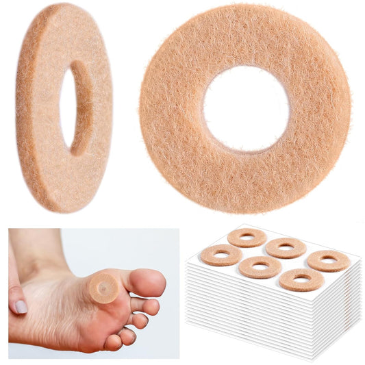 60 Pcs Felt Callus Cushions for Bottom of Foot Round Feet Corn Pads Adhesive Foot Callus Pads Soft Callous Cushions Bulk for Women Men Feet Toes Heel Pain Relief(Skin Color)