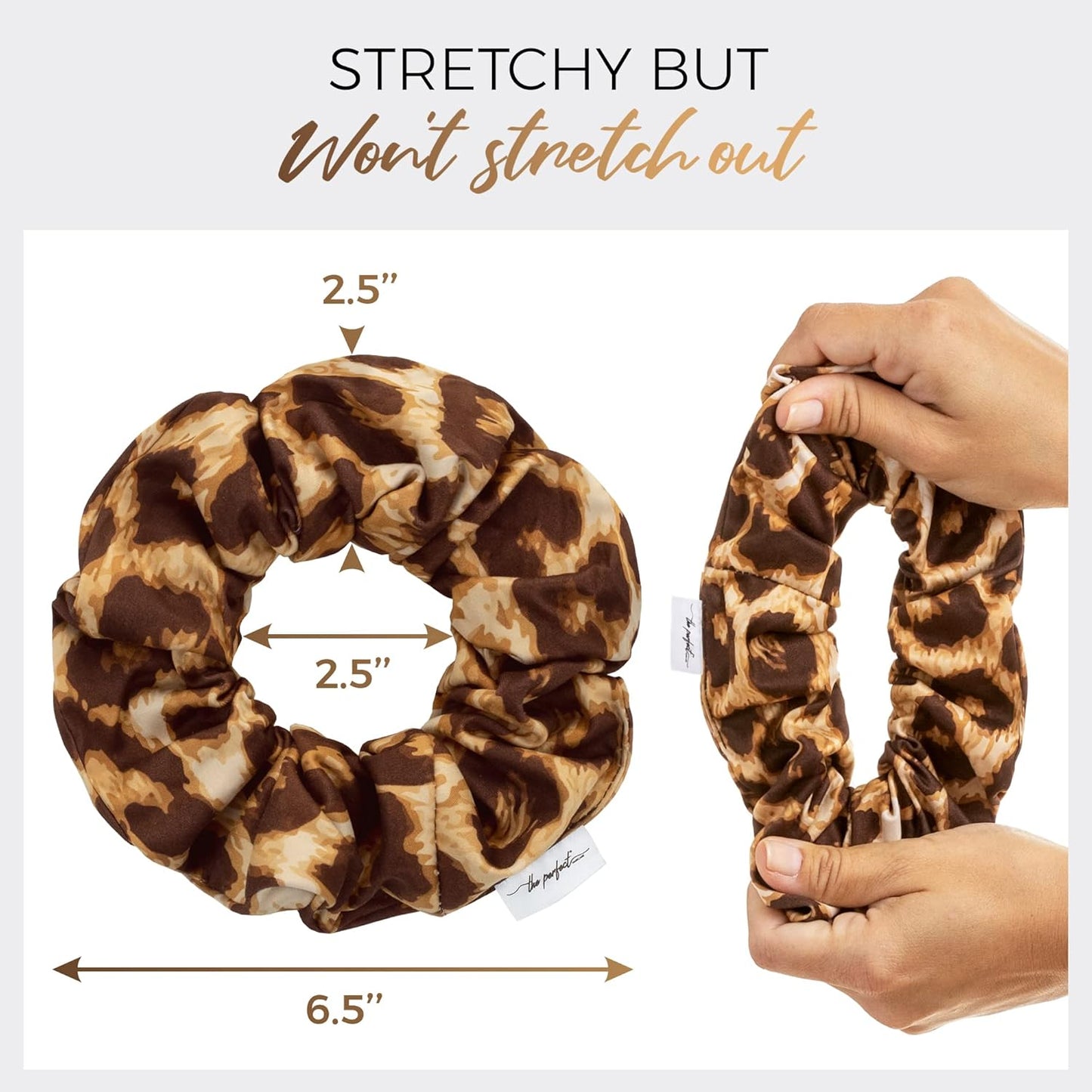 Microfiber Hair Drying Towel Scrunchies by The Perfect Haircare - Anti-Frizz & Silky Smooth - Ponytail/Bun Holder - Quick Drying & Absorbent - for Curly, Wavy, Long & Short Hair (2 Pack) (Leopard)