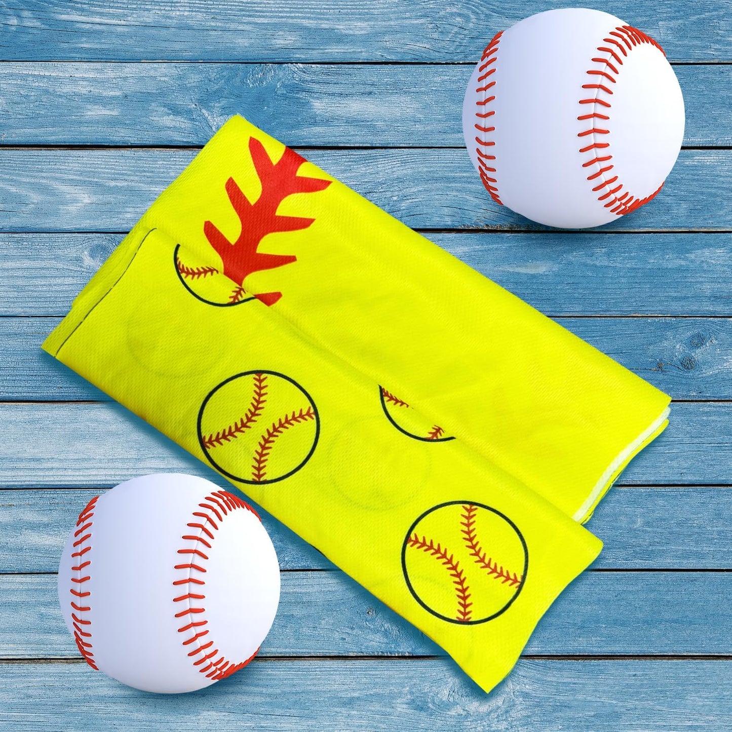 OPSO Softball Cooling Towel Set, 40 x 12 inches, 12 Pack, Microfiber Sports Towels for Baseball, Soccer, Golf LCE Towel Microfiber Sports Towels for Player (Softball 4)
