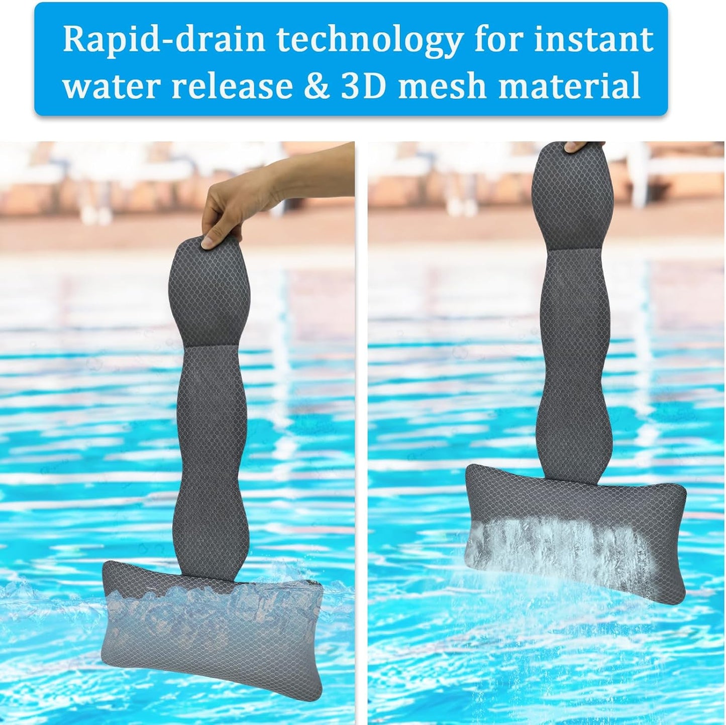 REEZEIVI 2 Pack Hot Tub Headrest Pillow,Chaise Lounge Pillows Outdoor 3D air mesh,Spa Pillow for Outdoor Hot Tub, Quick Drying and Washable,Head and Neck Support Pillow with Adjustable Weighted Strap