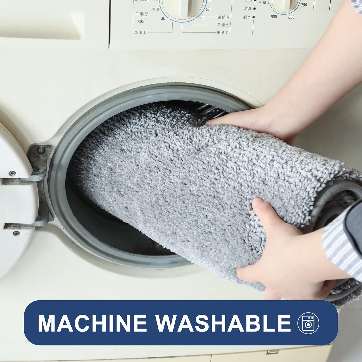 COSY HOMEER Bath Rugs for Bathroom Extra Thick - Anti-Slip Bath Mats Soft Plush Yarn Shaggy 100% Strong Mirco Polyeste Mat Living Room Bedroom Mat Floor Water Absorbent(Grey,24x36 - Inches)