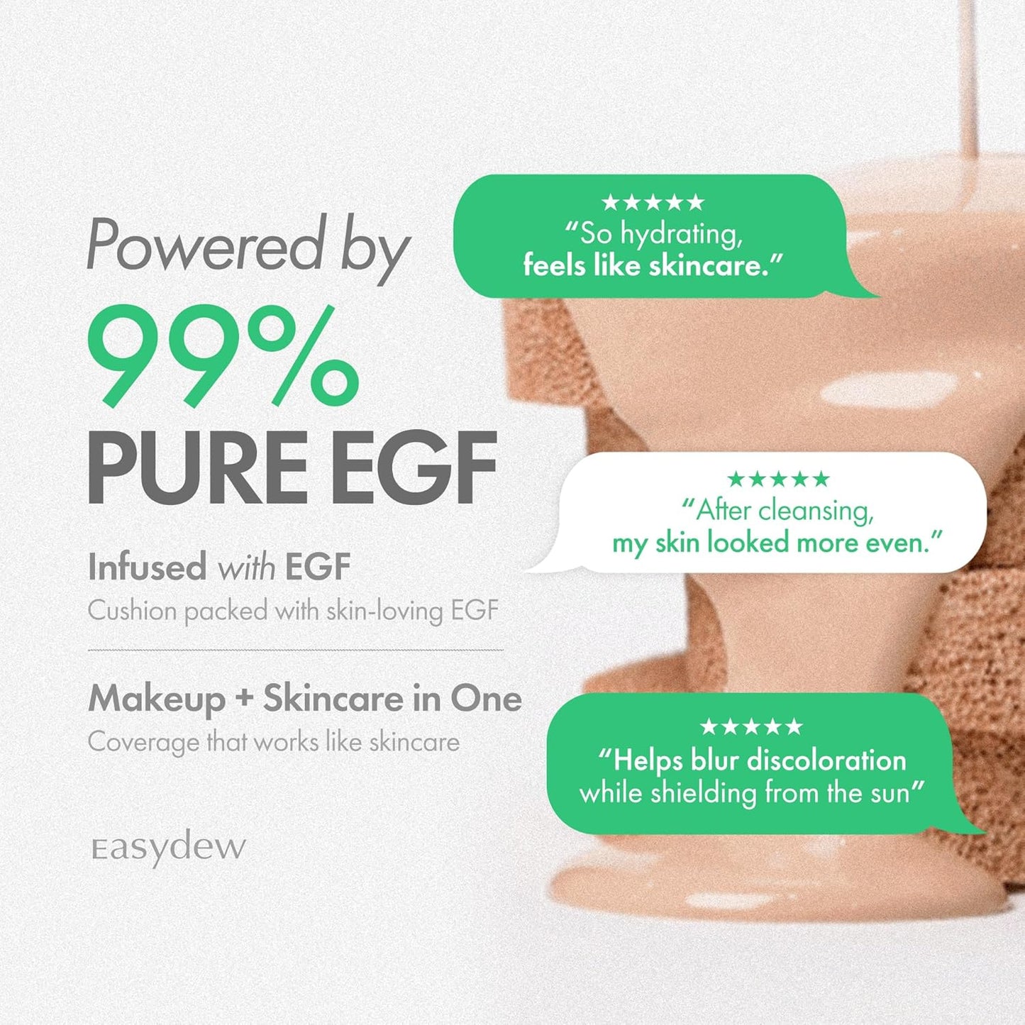 Easydew Mela B Toning Ampoule Cushion Refill - 3-in-1 Age-Defying Sun Shield Full Coverage Cushion Foundation with Niacinamide & Hyaluron-Vital C - Face Makeup Korean Skin Care 0.45 oz (#13 Porcelain)