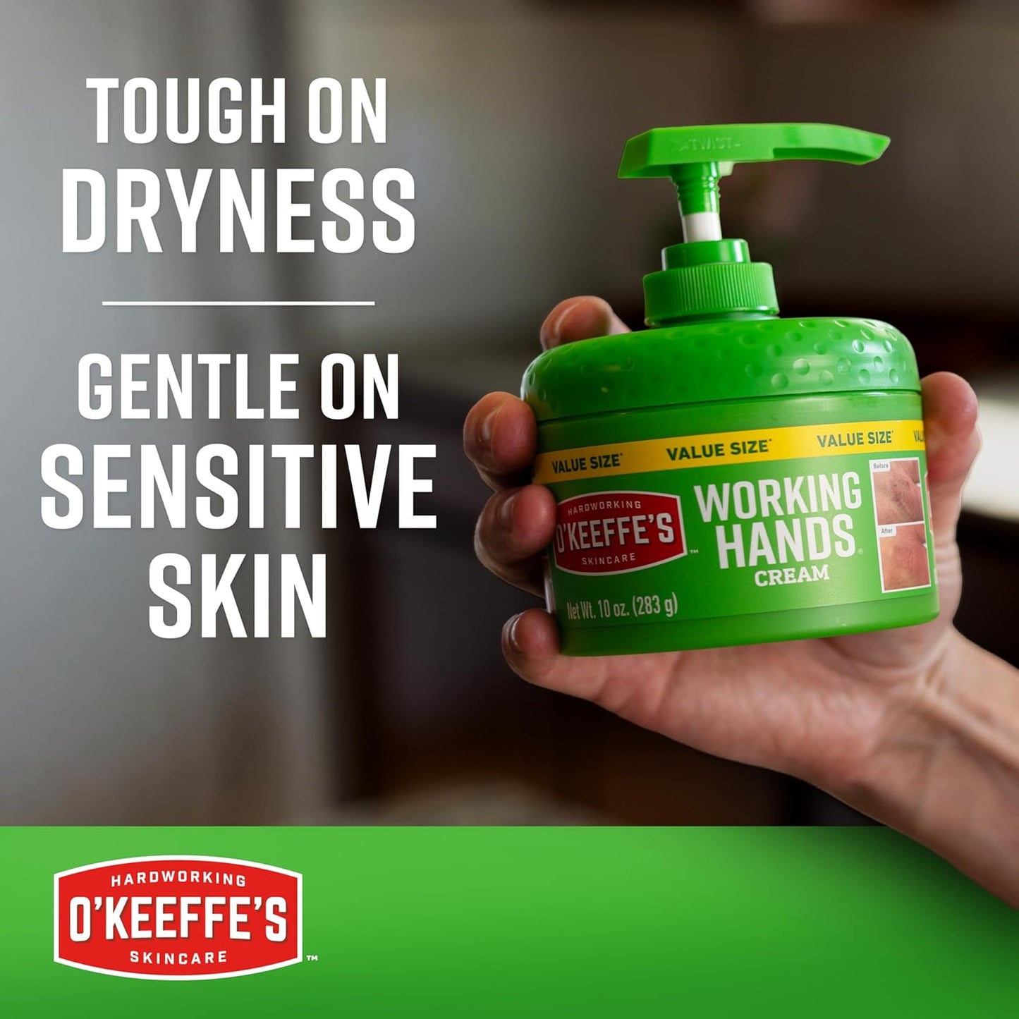 O'Keeffe's Working Hands Hand Cream in a Pumpable Jar for Extreme Dryness – 10oz Pump (1 Pack) - Repairing Skincare for Cracked, Dry Hands