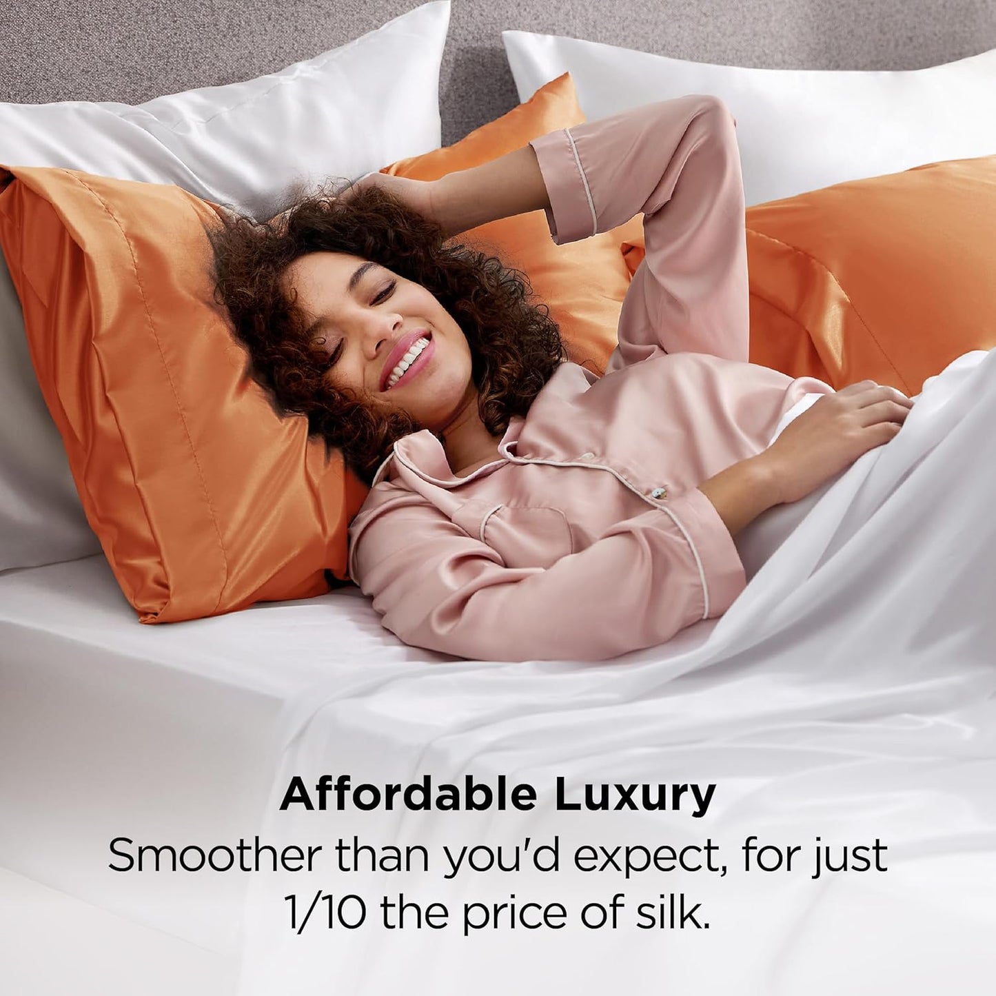 Bedsure King Size Satin Pillowcase Set of 2 - Burnt Orange Silky Pillow Cases for Hair and Skin with Envelope Closure, Similar to Silk Pillow Cases, Gifts for Women Men, 20x36 Inches, 2pcs