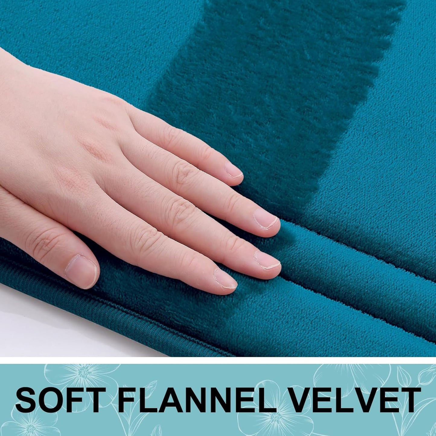 Grandaily Memory Foam Bath Mat Rug 30x20, Ultra Soft, Non-Slip and Absorbent Bathroom Rugs, Machine Wash Dry, Comfortable Bath Carpet for Bathroom Floor, Tub and Shower, Peacock Blue