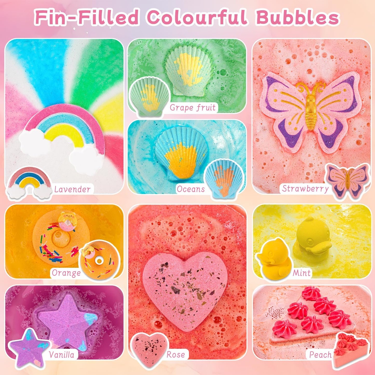 Bath Bombs Gifts Set, BusyMouth 9pc Kids Bath Bombs with Surprise Toys | Non-Toxic Bubble Bath | Birthday Gift Set for Girls & Boys Ideal Gift for Mother's Day Valentines