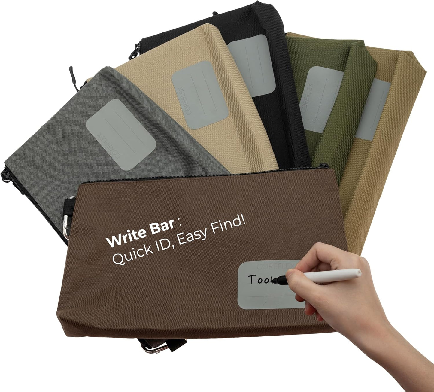 COREFLEX Premium Tool Pouch Zipper Bag, Small Tool Bag, Multipurpose Storage pouch, Heavy duty Flat Bottom Tool bag with YKK Zipper (6 pack Large 12inch)