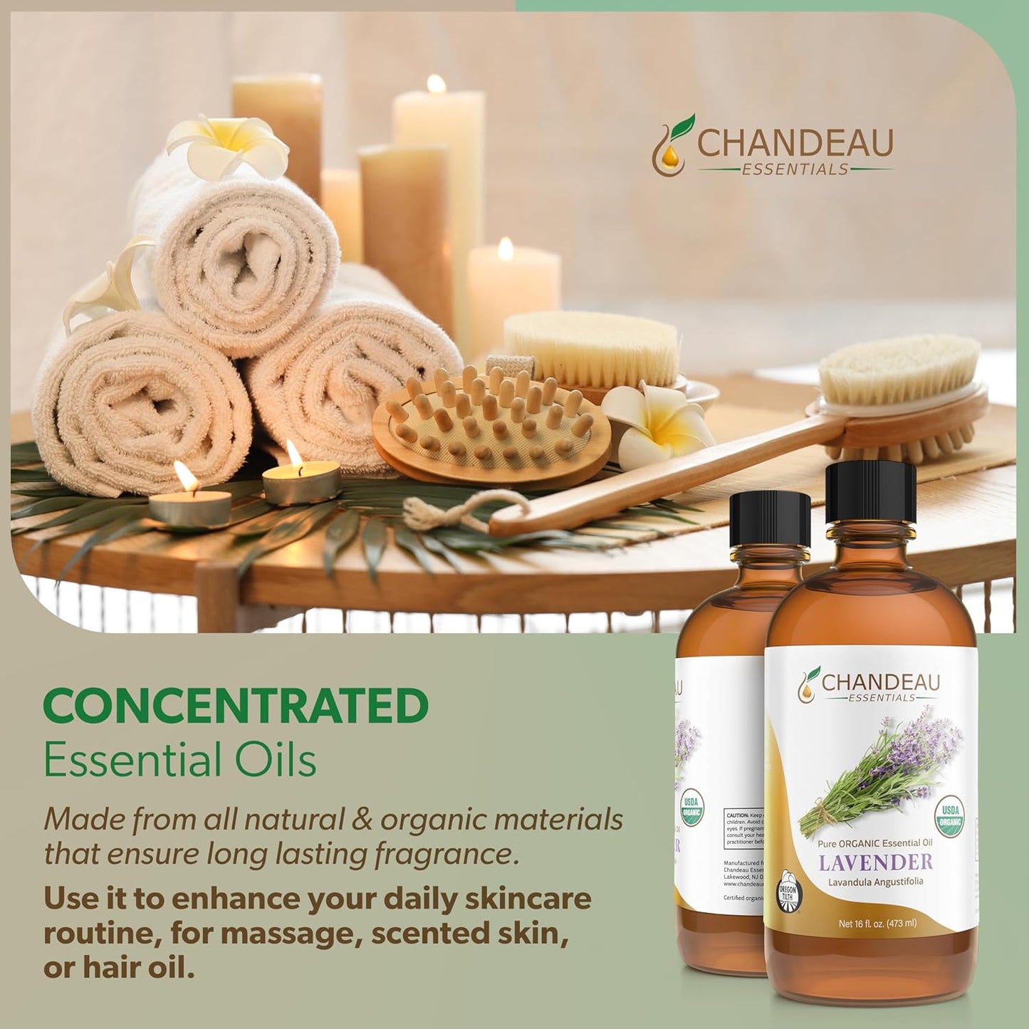 100% Pure Organic Essential Oil, Pure Lavender Essential Oil for Aromatherapy, Soap Making, Candles, Laundry, Perfume, Cleaners or Diffusers - Large Amber Glass Bottle, 16 oz.