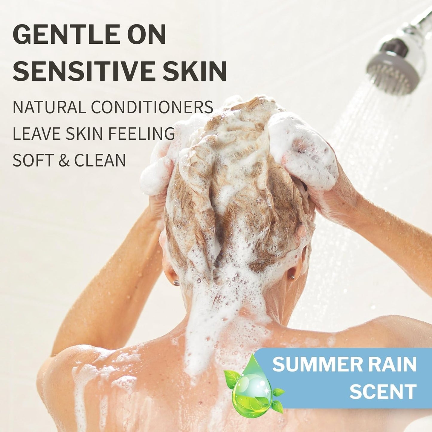 McKesson Body Wash and Shampoo [4 Count] - 1  Gallon Bulk Refill Full Body Wash with Aloe, Summer Rain Scent - Sensitive Skin & Hair 2‑in‑1