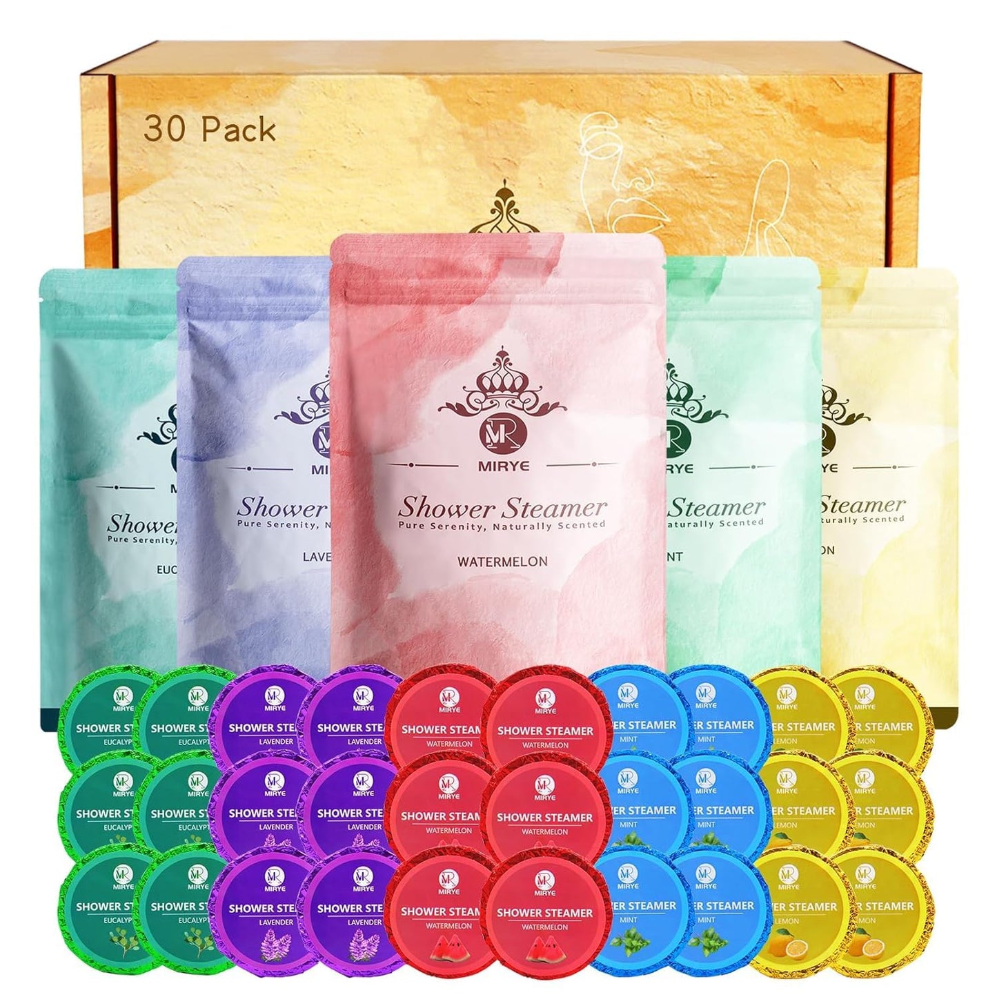 Shower Steamers Aromatherapy, 30-Pack Shower Steamer for Women Men, Shower Bombs with Essential Oils Stress Relief Self Care, White Elephant Gifts Birthday Christmas Gifts for Mom, Dad, Wife